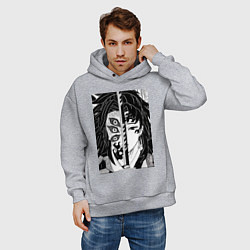 Толстовка оверсайз мужская Клинок рассекающий демонов Ериичи Цугикуни Кокушиб, цвет: меланж — фото 2