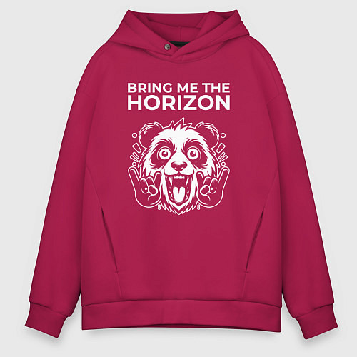 Мужское худи оверсайз Bring Me the Horizon rock panda / Маджента – фото 1