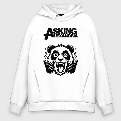 Мужское худи оверсайз Asking Alexandria - rock panda / Белый – фото 1