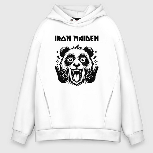 Мужское худи оверсайз Iron Maiden - rock panda / Белый – фото 1