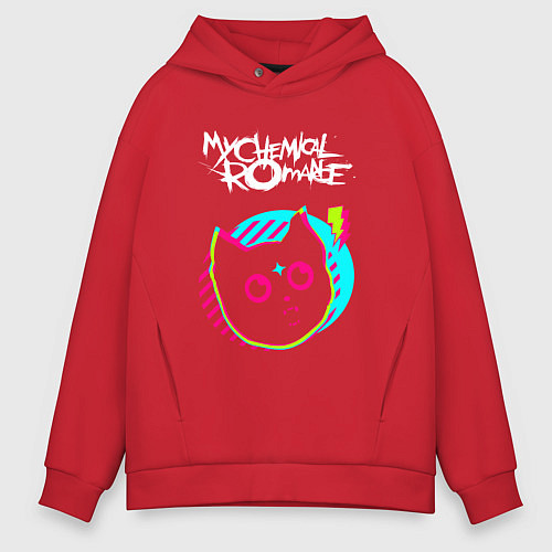 Мужское худи оверсайз My Chemical Romance rock star cat / Красный – фото 1