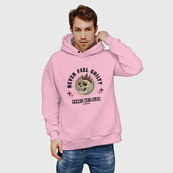 Толстовка оверсайз мужская Never feel guilty, цвет: светло-розовый — фото 2