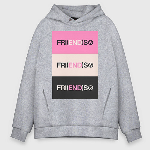 Мужское худи оверсайз V Fri END S - friends song / Меланж – фото 1
