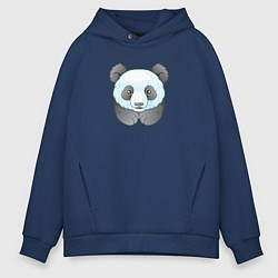 Толстовка оверсайз мужская Маленькая забавная панда, цвет: тёмно-синий