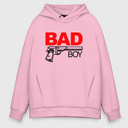 Толстовка оверсайз мужская Bad boy with gun, цвет: светло-розовый