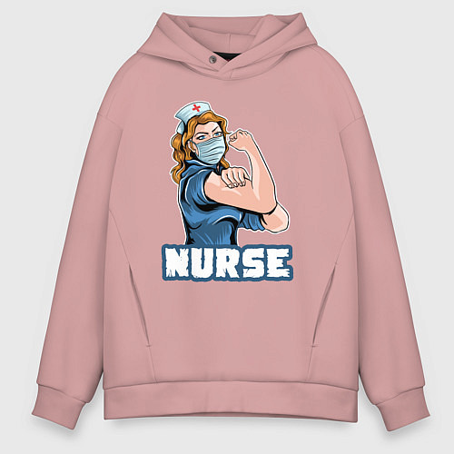 Мужское худи оверсайз Good nurse / Пыльно-розовый – фото 1