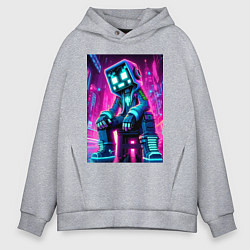 Мужское худи оверсайз Minecraft - dude in the neon city