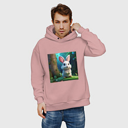 Толстовка оверсайз мужская Зайчик на поляне, цвет: пыльно-розовый — фото 2
