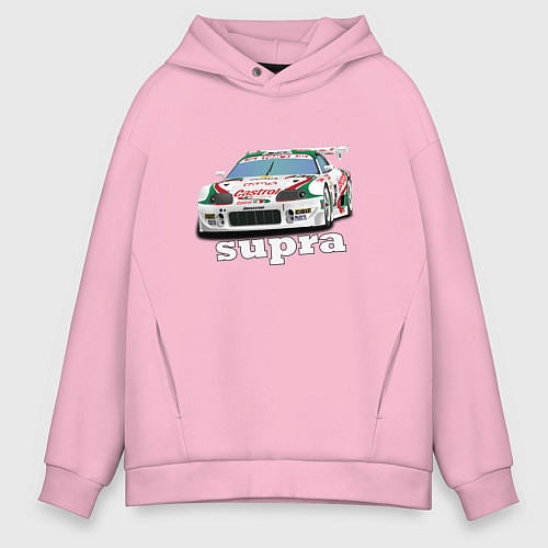 Мужское худи оверсайз Toyota Supra Castrol 36 / Светло-розовый – фото 1