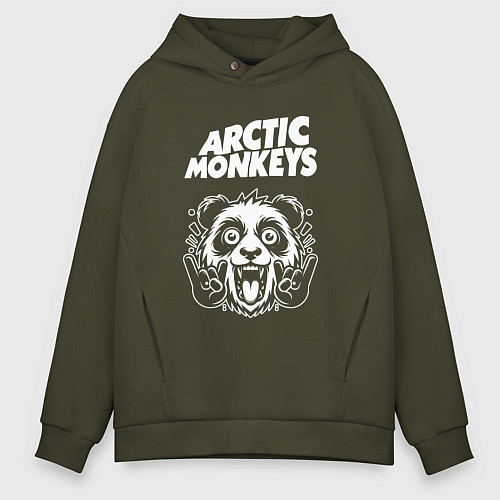 Мужское худи оверсайз Arctic Monkeys rock panda / Хаки – фото 1