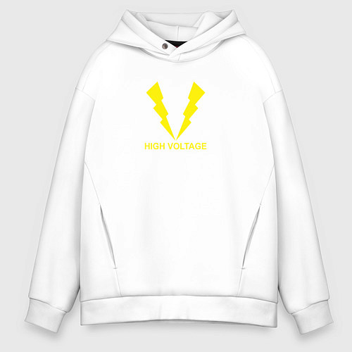 Мужское худи оверсайз Hihg Voltage! / Белый – фото 1