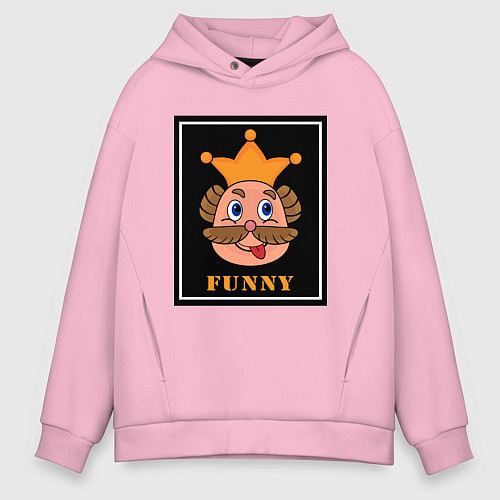 Мужское худи оверсайз Веселый король смайликов - Funny king emoji / Светло-розовый – фото 1