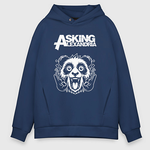 Мужское худи оверсайз Asking Alexandria rock panda / Тёмно-синий – фото 1