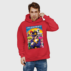 Толстовка оверсайз мужская Minecraft and Jojo collaboration - ai art, цвет: красный — фото 2