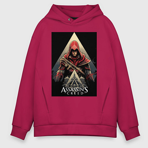 Мужское худи оверсайз Assassins creed красный костюм / Маджента – фото 1