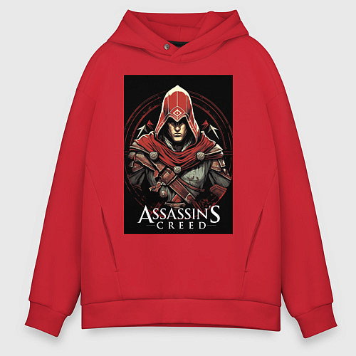 Мужское худи оверсайз Assassins creed профиль игрока / Красный – фото 1