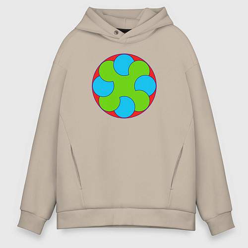 Мужское худи оверсайз Слияние окружностей / Миндальный – фото 1