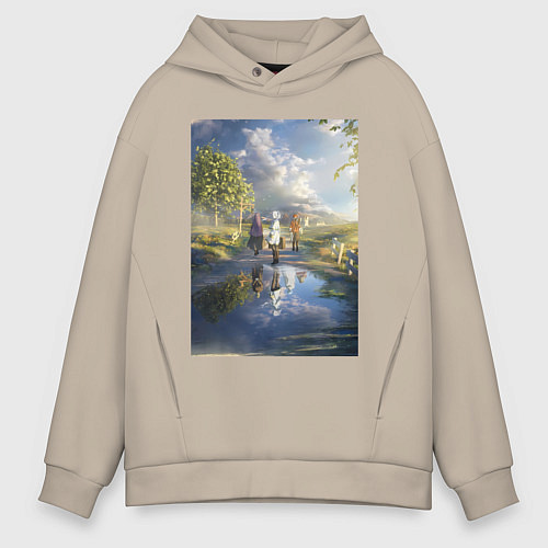 Мужское худи оверсайз Провожающая в последний путь Фрирен / Миндальный – фото 1