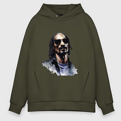 Мужское худи оверсайз Snoop dog / Хаки – фото 1