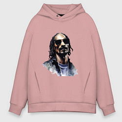 Толстовка оверсайз мужская Snoop dog, цвет: пыльно-розовый