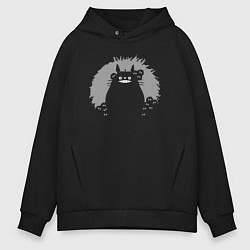 Толстовка оверсайз мужская Smiling Totoro, цвет: черный