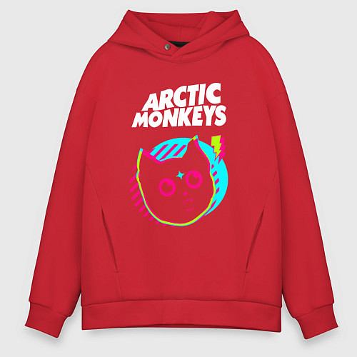 Мужское худи оверсайз Arctic Monkeys rock star cat / Красный – фото 1