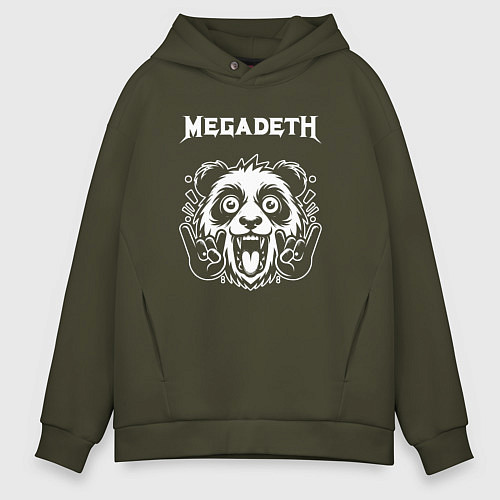Мужское худи оверсайз Megadeth rock panda / Хаки – фото 1