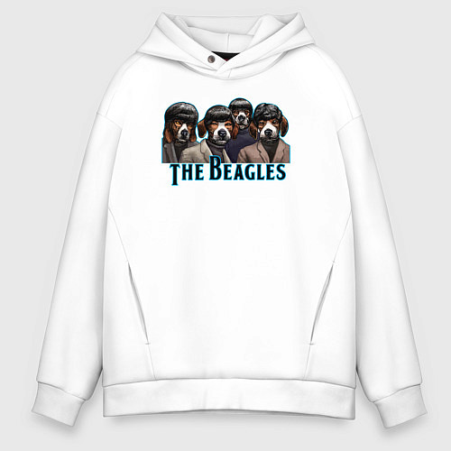 Мужское худи оверсайз Beatles beagles / Белый – фото 1