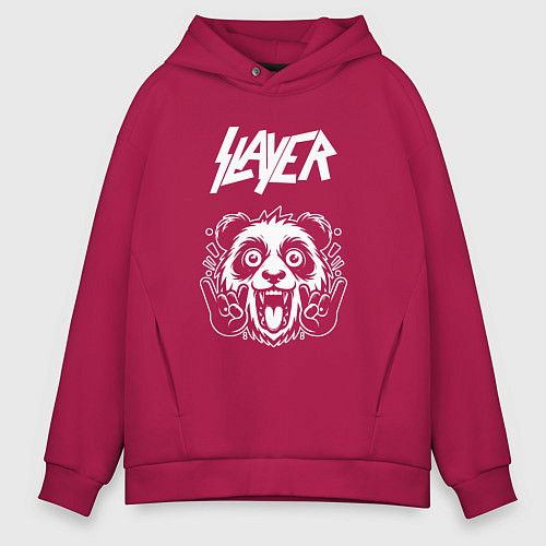 Мужское худи оверсайз Slayer rock panda / Маджента – фото 1