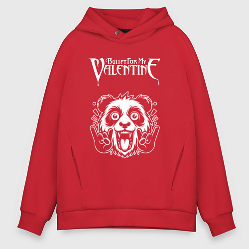 Мужское худи оверсайз Bullet For My Valentine rock panda / Красный – фото 1