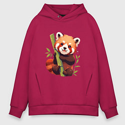 Толстовка оверсайз мужская The Red Panda, цвет: маджента