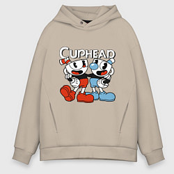 Мужское худи оверсайз Cuphead and Mugman