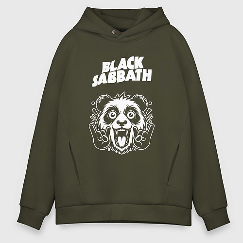 Мужское худи оверсайз Black Sabbath rock panda / Хаки – фото 1