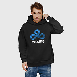 Толстовка оверсайз мужская Cloud9 - blue cloud logo, цвет: черный — фото 2