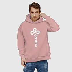 Толстовка оверсайз мужская Cloud9 - vertical logo, цвет: пыльно-розовый — фото 2