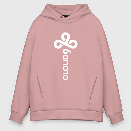 Мужское худи оверсайз Cloud9 - vertical logo / Пыльно-розовый – фото 1
