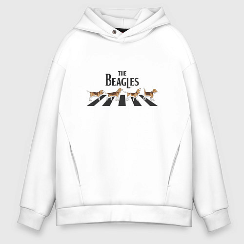 Мужское худи оверсайз Битлс бигли / Белый – фото 1