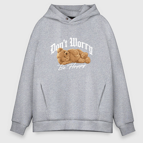 Мужское худи оверсайз Dont worry be happy y2k / Меланж – фото 1