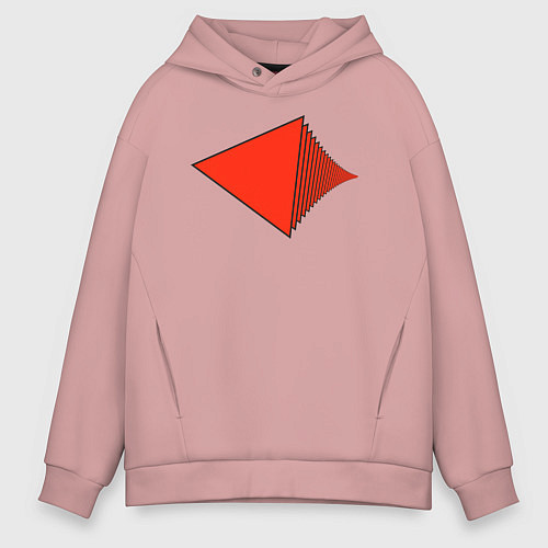 Мужское худи оверсайз Красные треугольники в перспективе / Пыльно-розовый – фото 1