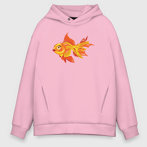 Мужское худи оверсайз Golden fish / Светло-розовый – фото 1