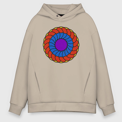 Мужское худи оверсайз Колесо геометрии / Миндальный – фото 1