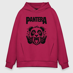 Толстовка оверсайз мужская Pantera - rock panda, цвет: маджента