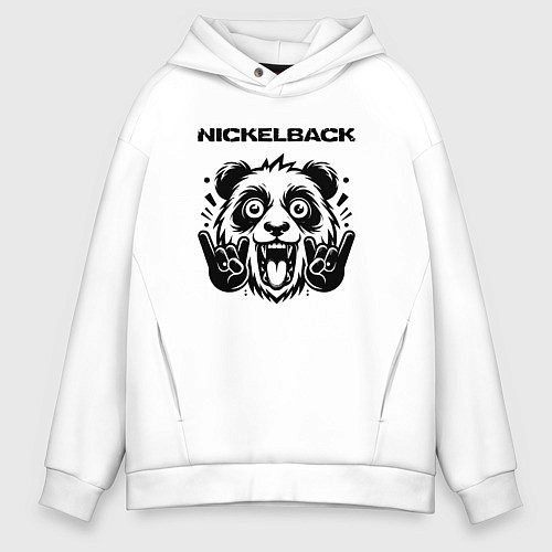 Мужское худи оверсайз Nickelback - rock panda / Белый – фото 1