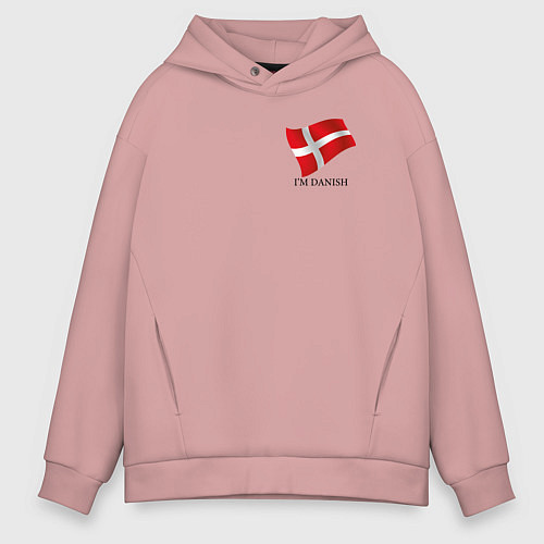 Мужское худи оверсайз Im Danish - motto / Пыльно-розовый – фото 1