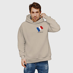 Толстовка оверсайз мужская Im French - motto, цвет: миндальный — фото 2