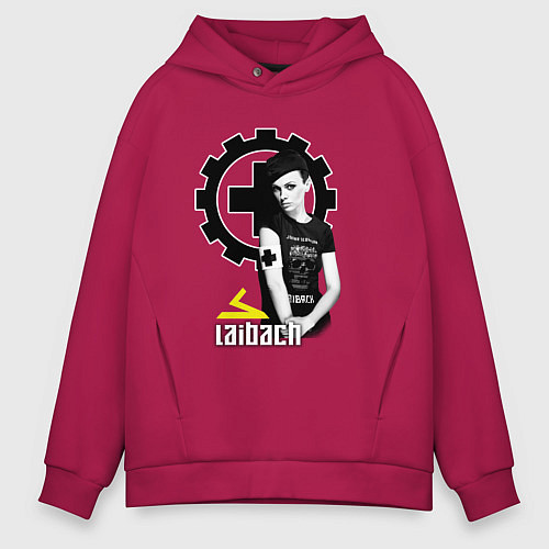 Мужское худи оверсайз Laibach - A girl with tshirt / Маджента – фото 1