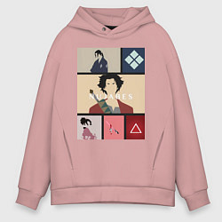 Толстовка оверсайз мужская Самурай Чамплу Мугэн, цвет: пыльно-розовый