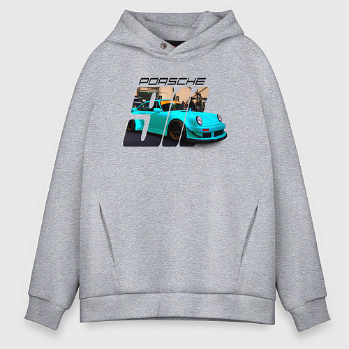 Мужское худи оверсайз Немецкий спортивный автомобиль Порше / Меланж – фото 1