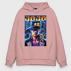 Толстовка оверсайз мужская Jojo - Jotaro Kujo ai art, цвет: пыльно-розовый