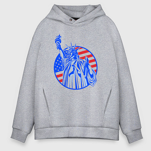Мужское худи оверсайз USA statue of liberty / Меланж – фото 1